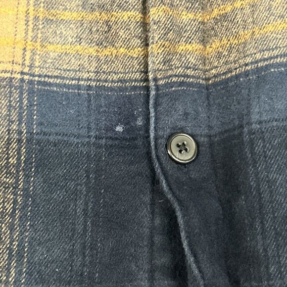 Abercrombie & Fitch Shirt Jacket Mens Large Blue Tan Plaid Flannel Pockets - Picture 9 of 9